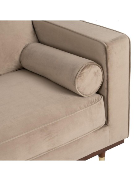 Sofá LEQU de 2 lugares em veludo champanhe 172 x 89 x 91cm.