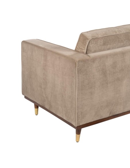 Sofá LEQU de 2 lugares em veludo champanhe 172 x 89 x 91cm.