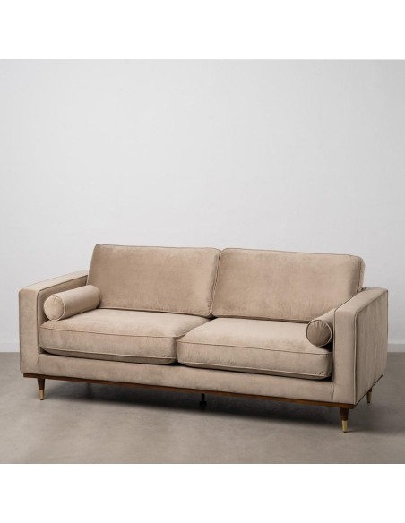 Sofá LEQU 3 plazas en terciopelo champán  215 x 89 x 91cm.