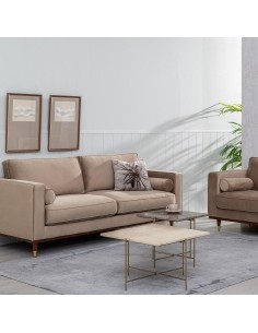 Sofá LEQU de 3 lugares em veludo champanhe  215 x 89 x 91... 2