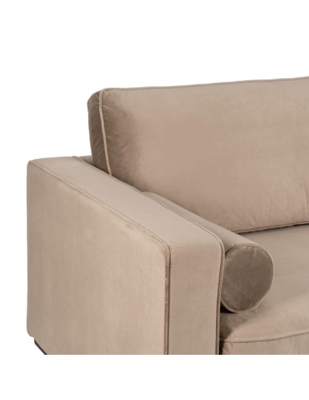 Sofá LEQU 3 plazas en terciopelo champán  215 x 89 x 91cm.