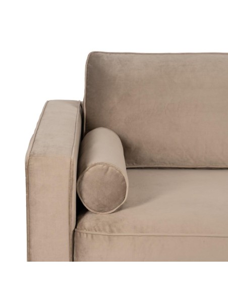 Sofá LEQU 3 plazas en terciopelo champán  215 x 89 x 91cm.