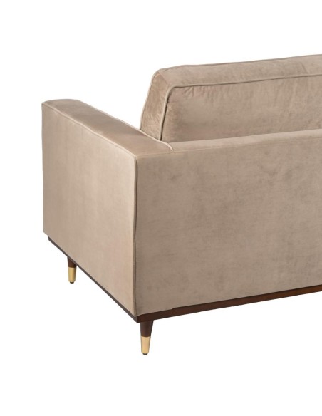 Sofá LEQU 3 plazas en terciopelo champán  215 x 89 x 91cm.