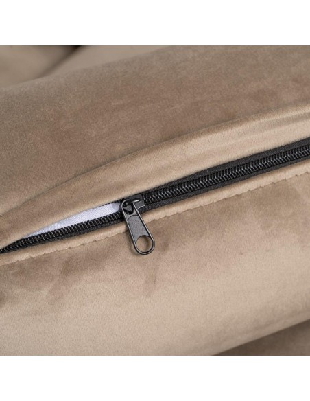 Sofá LEQU de 3 lugares em veludo champanhe  215 x 89 x 91 cm.