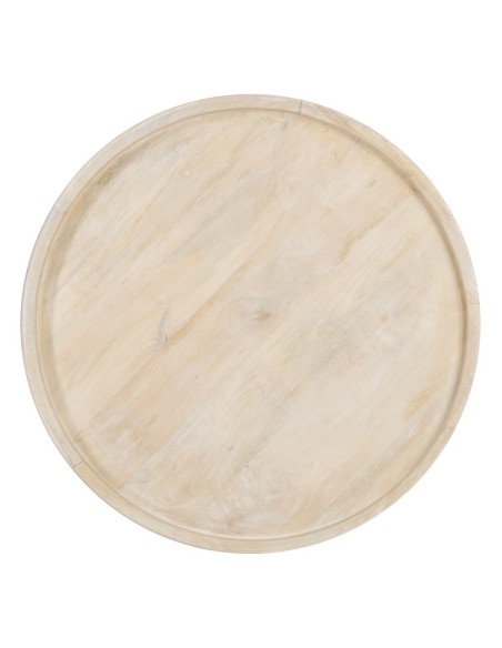 Mesa de centro Lotus Ø 70 cm madera de mango blanco rozado.