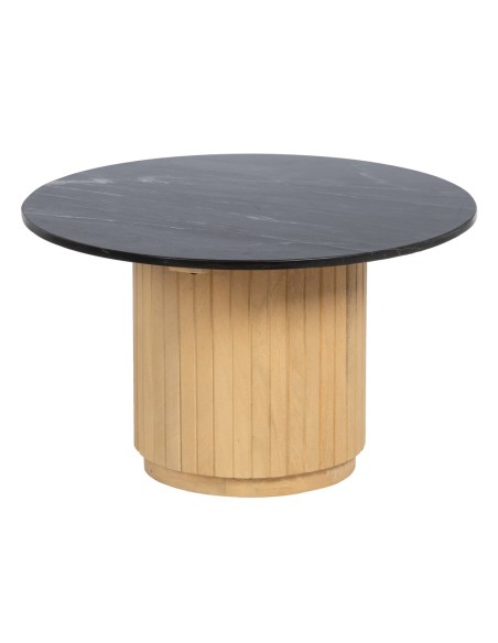 Set Yoana 2 mesas auxiliares de madera de mango y mármol blanco/negro Ø 60 cm /Ø 75 cm.