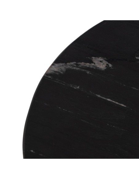 Conjunto Yoana de 2 mesas laterais em madeira de mangueira e mármore branco/preto Ø 60 cm / Ø 75 cm.