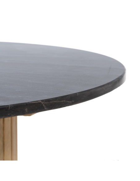 Set Yoana 2 mesas auxiliares de madera de mango y mármol blanco/negro Ø 60 cm /Ø 75 cm.