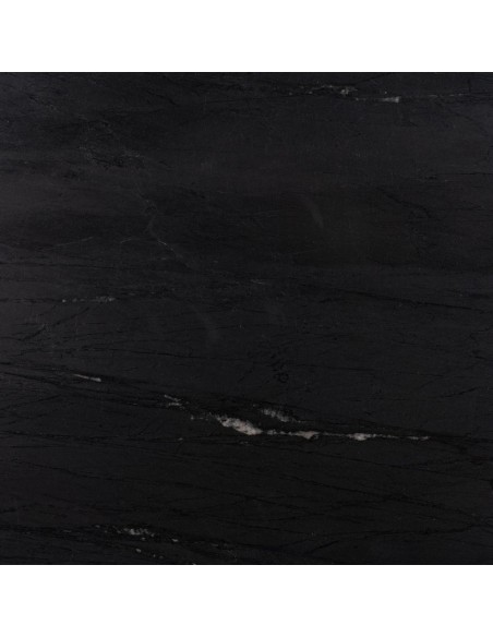 Conjunto Yoana de 2 mesas laterais em madeira de mangueira e mármore branco/preto Ø 60 cm / Ø 75 cm.