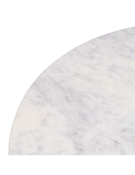 Conjunto Yoana de 2 mesas laterais em madeira de mangueira e mármore branco/preto Ø 60 cm / Ø 75 cm.