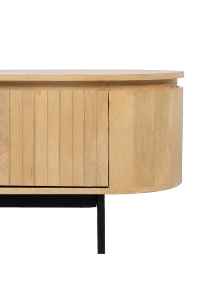 Mueble de tv LICIA, 2 puertas de madera de mango y metal pintado negro 140 x 40 x 48 cm.