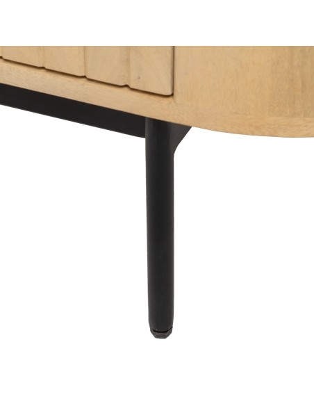 Mueble de tv LICIA, 2 puertas de madera de mango y metal pintado negro 140 x 40 x 48 cm.