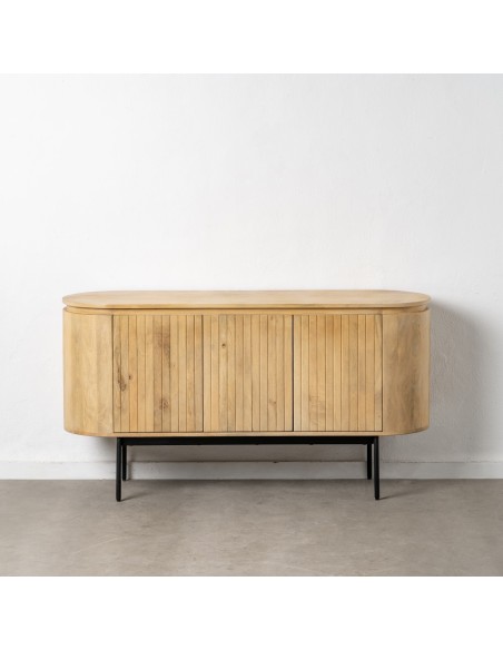 Aparador LICIA 2 puertas de madera maciza de mango y metal pintado negro 140 x 40 cm.