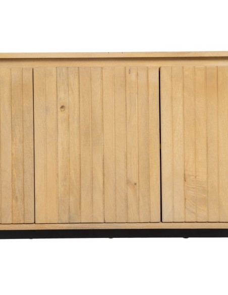 Aparador LICIA 2 puertas de madera maciza de mango y metal pintado negro 140 x 40 cm.