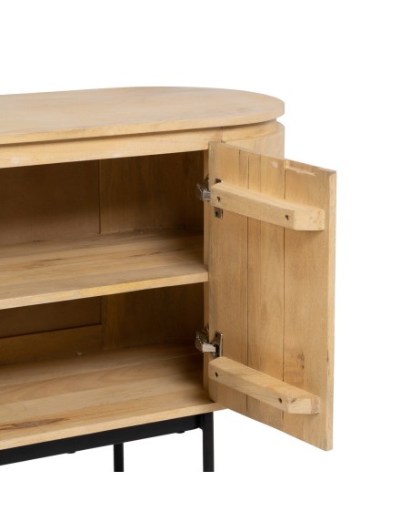 Aparador LICIA 2 puertas de madera maciza de mango y metal pintado negro 140 x 40 cm.