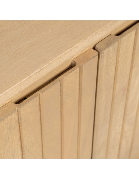 Aparador LICIA com 4 portas em madeira maciça de mangueira e metal pintado de preto 170 x 40 cm.