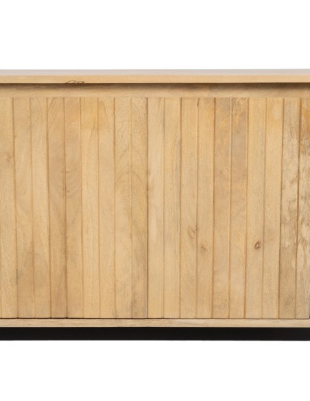 Aparador LICIA 4 puertas de madera maciza de mango y metal pintado negro 170 x 40 cm.