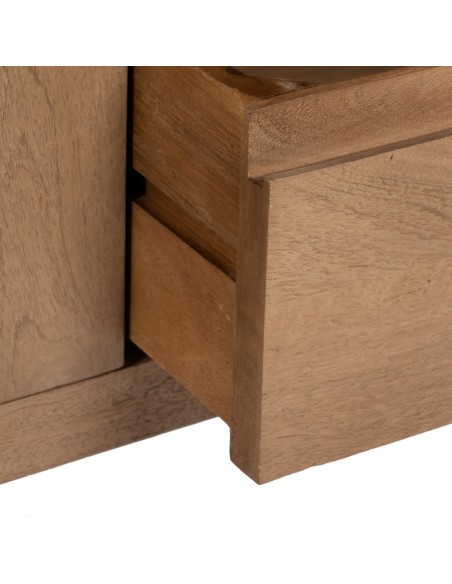 Mueble TV ALGUEMA 2 puertas y 1cajon en madera de mango natural 150 x 40 x 60 cm.