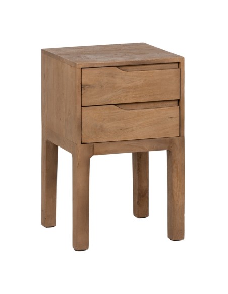 Mesa de cabeceira VEDRANA 2 gavetas em madeira de mangueira 40 x 65 cm.