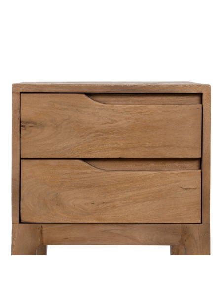 Mesa de cabeceira VEDRANA 2 gavetas em madeira de mangueira 40 x 65 cm.