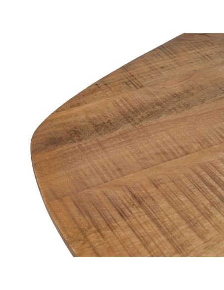 Mesa redonda SHANELLE de madera y patas de hierro en negro 200x100 cm.