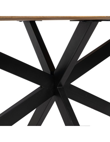 Mesa redonda SHANELLE de madeira com pés de ferro preto 200x100 cm.
