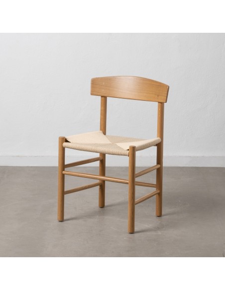 Silla ANALY de madera de olmo y asiento de ratán.