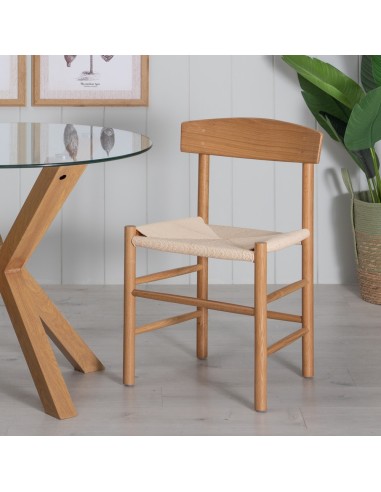 Silla ANALY de madera de olmo y asiento de ratán.