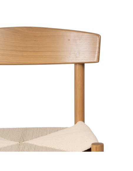 Silla ANALY de madera de olmo y asiento de ratán.