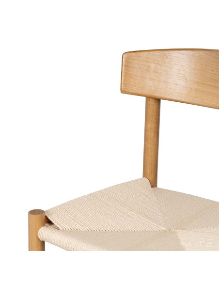 Silla ANALY de madera de olmo y asiento de ratán.