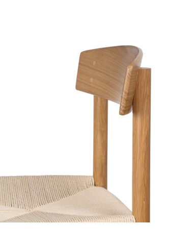 Silla ANALY de madera de olmo y asiento de ratán.