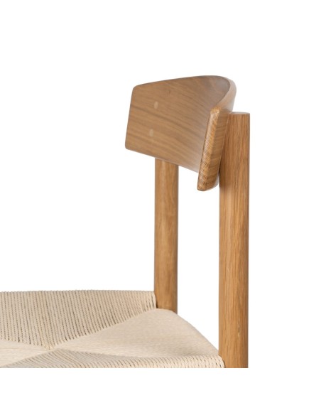 Silla ANALY de madera de olmo y asiento de ratán.
