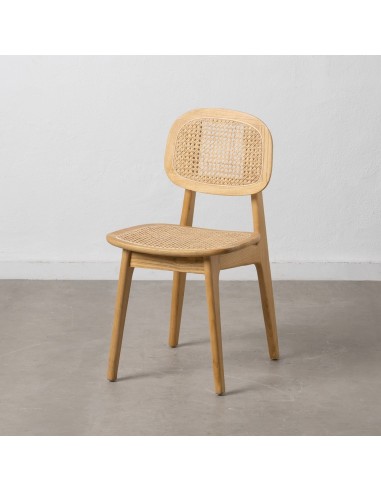 Silla DORIANE realizada en madera y ratán con acabado natural.