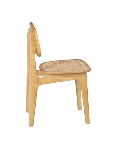 Silla DORIANE de madera y ratán acabado natural.