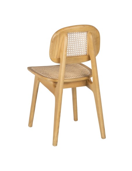 Silla DORIANE realizada en madera y ratán con acabado natural.