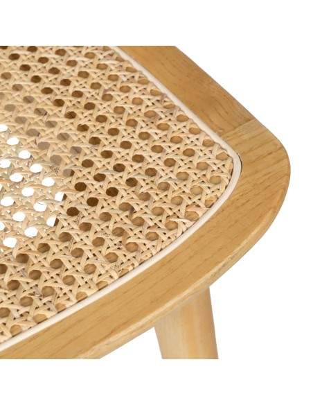 Silla DORIANE de madera y ratán acabado natural.