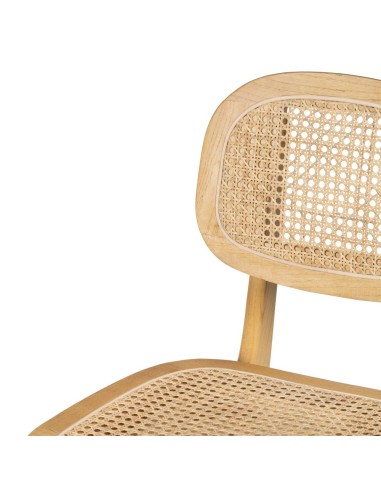 Silla DORIANE de madera y ratán acabado natural.