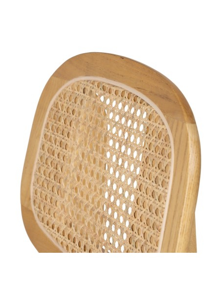 Silla DORIANE de madera y ratán acabado natural.