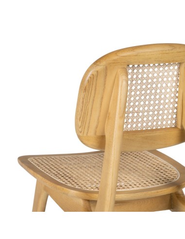 Silla DORIANE de madera y ratán acabado natural.