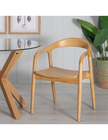 Silla rustica YDALIA de madera maciza de olmo con acabado natural.