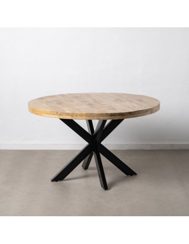 Mesa redonda ARGO de madera y patas de metal negro Ø 130 cm.