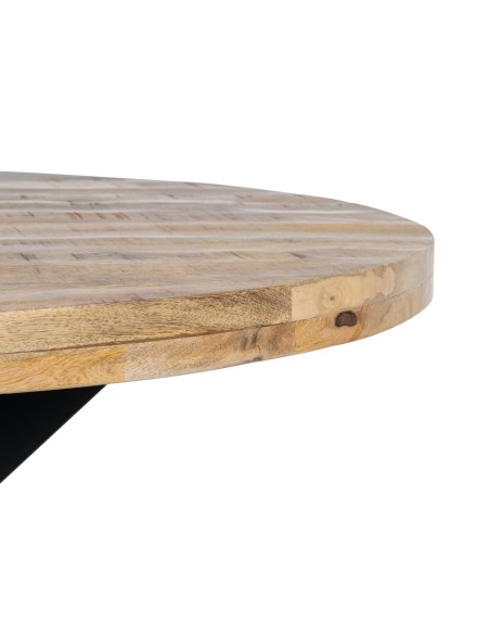 Mesa redonda ARGO 130 de madera y patas de metal negro