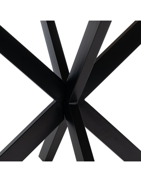 Mesa redonda ARGO 130 de madera y patas de metal negro