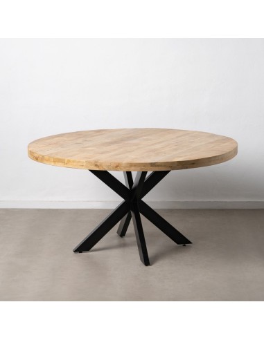 Mesa redonda ARGO de madera de mango y patas de metal negro Ø 150 cm.