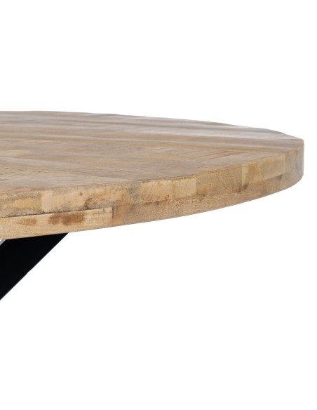 Mesa redonda ARGO 150 de madera de mango y patas de metal negro