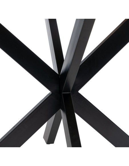 Mesa redonda ARGO 150 em madeira de mangueira e pés em metal preto Ø 150 cm.