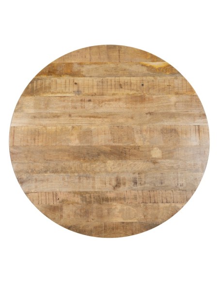 Mesa redonda ARGO 150 de madera de mango y patas de metal negro