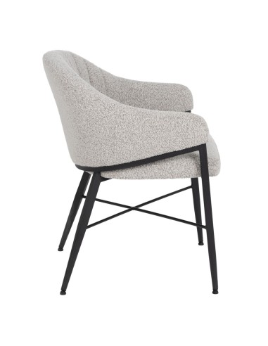 Silla con brazos YUNIA en tejido gris con patas...