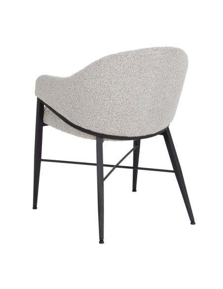 Silla con brazos YUNIA en tejido gris con patas de metal acabado en negro.