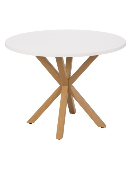 Mesa redonda ARGO em DM branco e pés em metal natural Ø 100 cm.